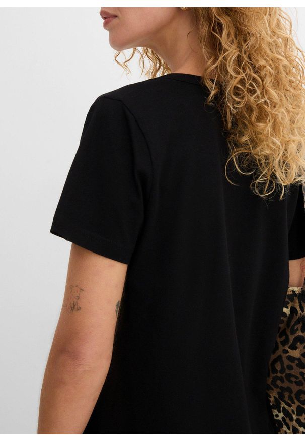 bonprix - T-shirt z dekoracyjnym dekoltem. Kolor: czarny. Materiał: bawełna