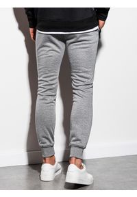 Ombre Clothing - Spodnie męskie dresowe joggery P903 - szary melanż - XXL. Kolor: szary. Materiał: dresówka. Wzór: melanż #4