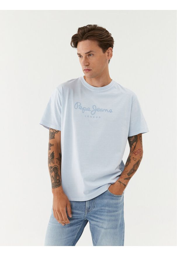 Pepe Jeans T-Shirt Jayden PM509098 Błękitny Regular Fit. Kolor: niebieski. Materiał: bawełna