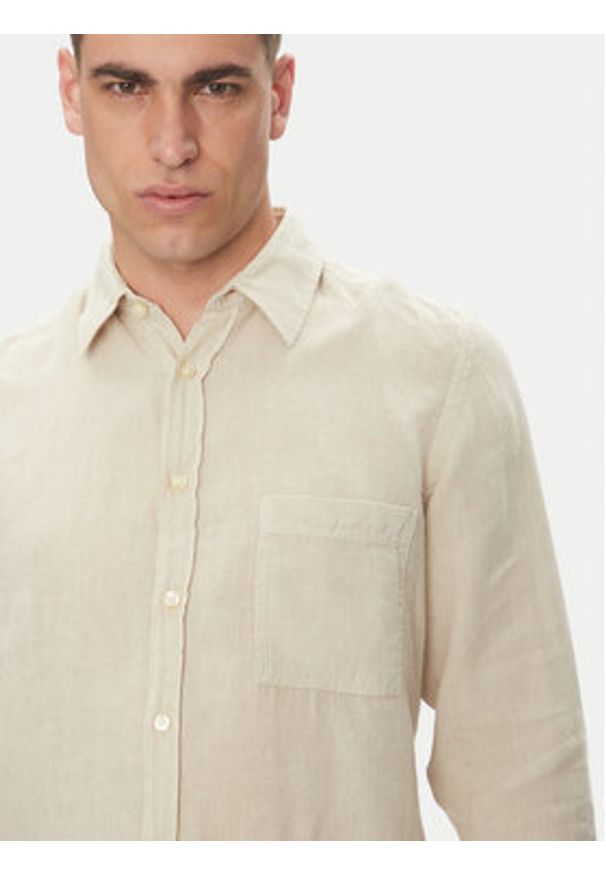 BOSS Koszula 50537381 Beżowy Regular Fit. Kolor: beżowy. Materiał: len