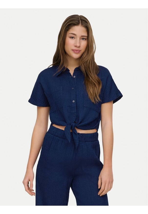 only - ONLY Koszula Leoni 15367290 Granatowy Regular Fit. Kolor: niebieski. Materiał: bawełna