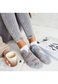 Milena - Szare stopki mleko i ciastka (model 805). Kolor: szary. Materiał: bawełna, elastan, poliamid, materiał