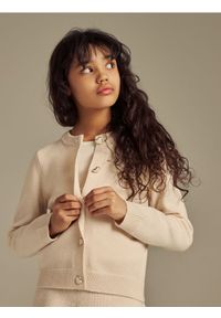 Reserved - Dzianinowy kardigan - kremowy. Kolor: kremowy. Materiał: dzianina #1