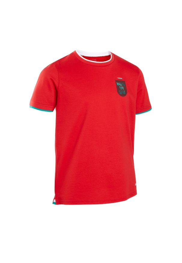 KIPSTA - Koszulka do piłki nożnej dla dzieci Kipsta FF100 Węgry 2024. Kolor: czerwony. Materiał: materiał, bawełna. Sezon: lato