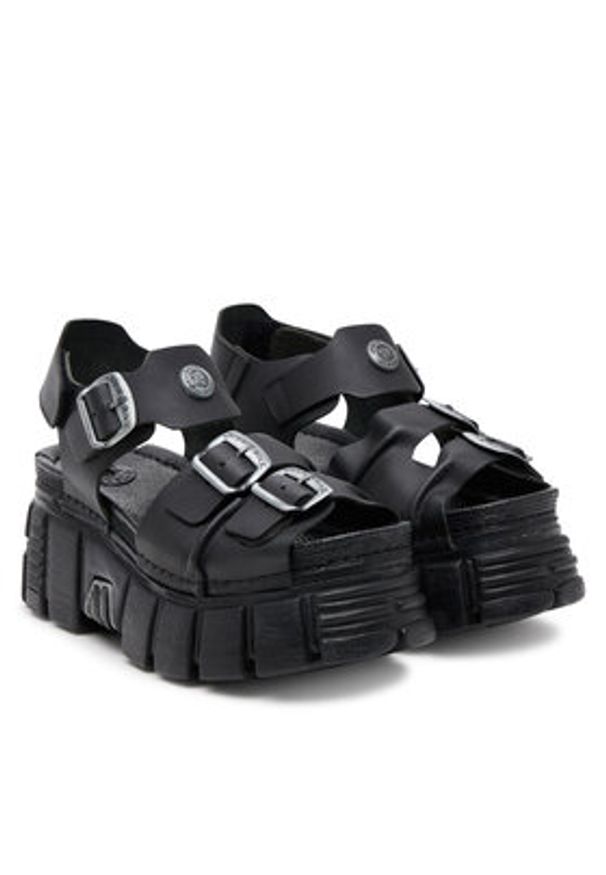 NEW ROCK Sandały M-BIOS101SF-C1 Czarny. Kolor: czarny. Materiał: skóra. Styl: rockowy