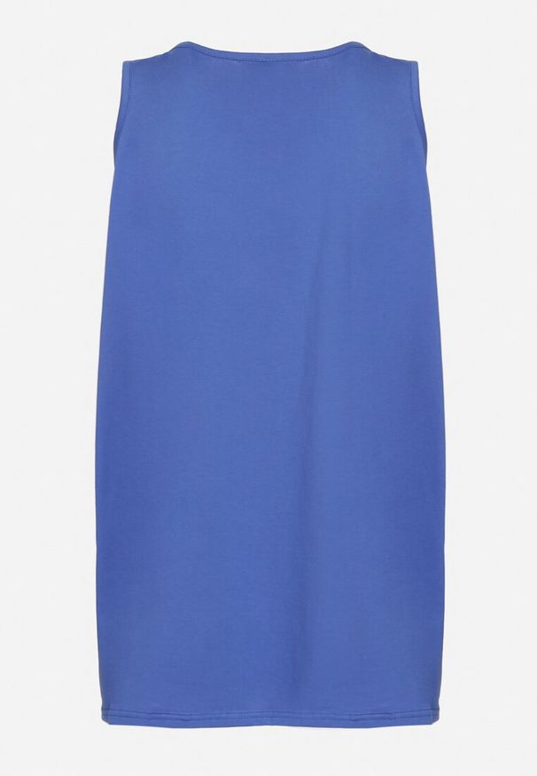 Born2be - Niebieska Bawełniana Koszulka Typu Tank Top Zianessa. Kolor: niebieski. Materiał: bawełna. Wzór: aplikacja