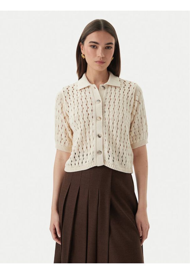 Marella Kardigan Voto 2613341055 Écru Regular Fit. Kolor: kremowy. Materiał: bawełna