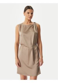 Hugo - HUGO Sukienka koktajlowa Koberi 50566963 Brązowy jasny Regular Fit. Kolor: brązowy. Materiał: syntetyk. Styl: wizytowy #1