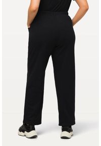 ULLA POPKEN - Damskie Spodnie dresowe prosty krój gumka w pasie. Kolekcja: plus size. Kolor: czarny. Materiał: materiał, bawełna