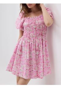 Reserved - Bawełniana sukienka z bufkami - wielobarwny. Materiał: bawełna #1