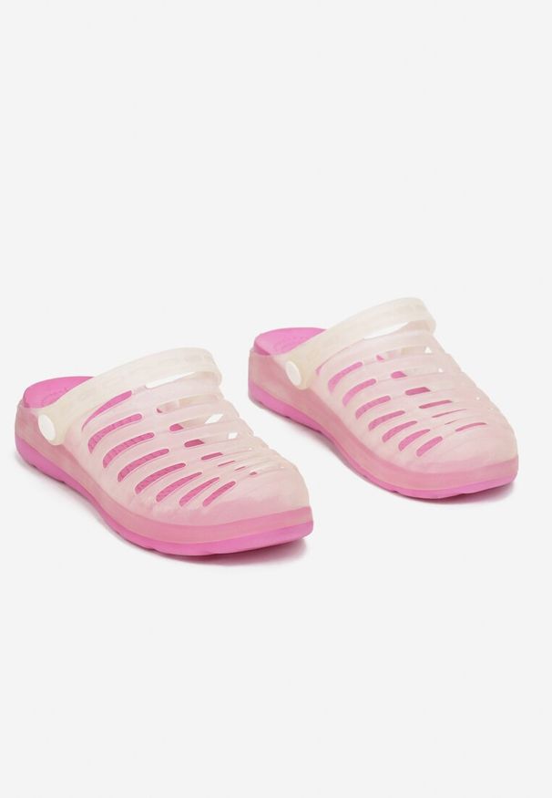 Born2be - Biało-Fuksjowe Klapki Agamene. Okazja: na co dzień. Kolor: biały. Materiał: guma. Styl: casual