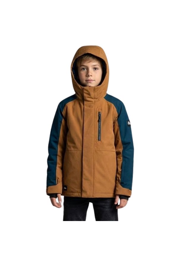 Kurtka narciarska dla dzieci Quiksilver Mission Block Technical Snow. Kolor: brązowy. Materiał: poliester. Sezon: zima. Sport: narciarstwo