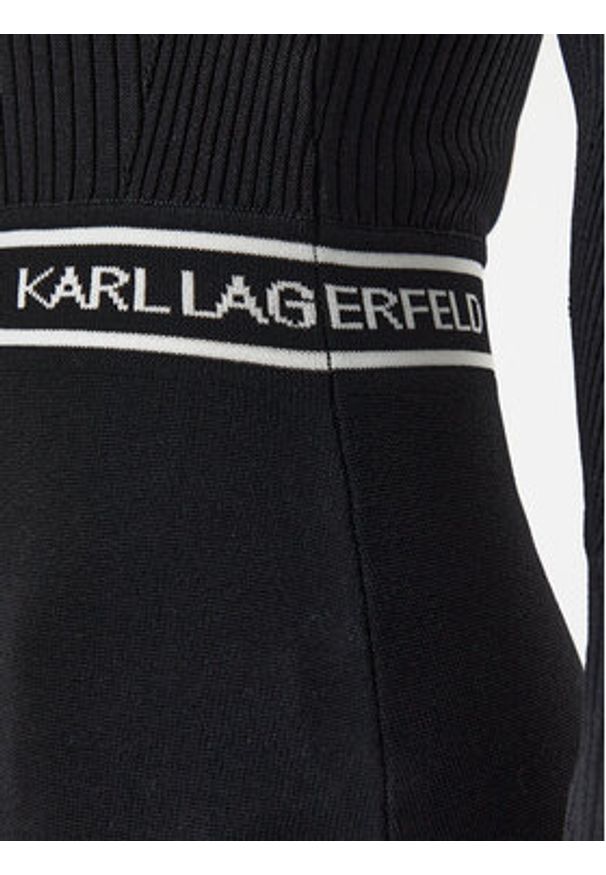 Karl Lagerfeld - KARL LAGERFELD Sukienka dzianinowa A1W13027 Czarny Slim Fit. Typ kołnierza: dekolt w karo. Kolor: czarny. Materiał: wiskoza