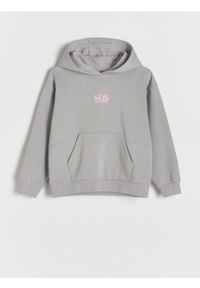 Reserved - Bawełniana bluza z nadrukiem - jasnoszary. Kolor: szary. Materiał: bawełna. Wzór: nadruk #1