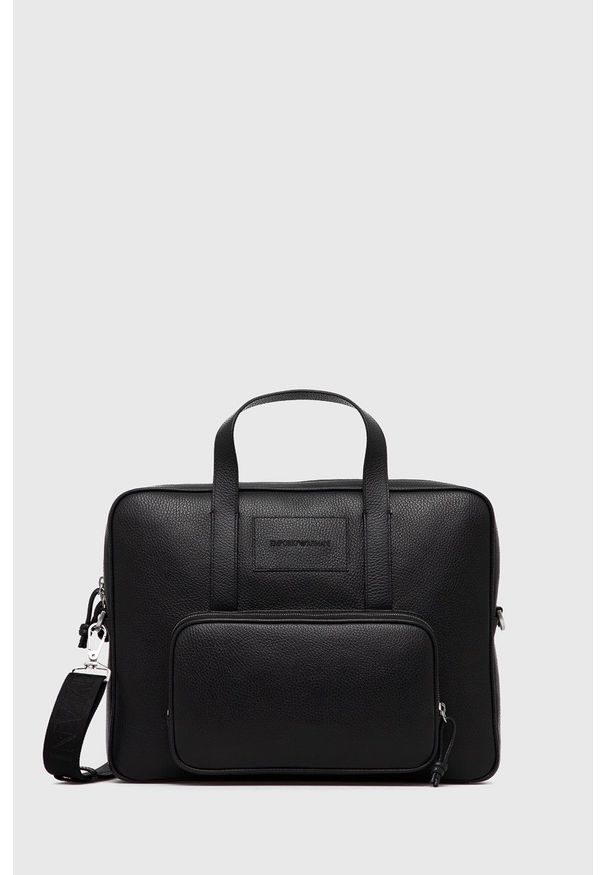 Emporio Armani Torba skórzana Y4P144.Y068E kolor czarny. Kolor: czarny. Materiał: skóra