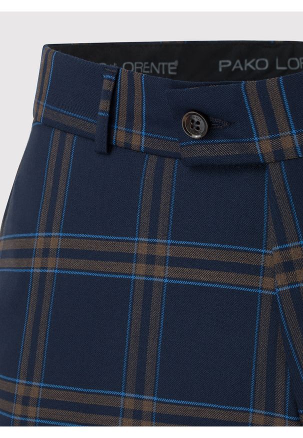 Pako Lorente - PAKO LORENTE – Granatowe spodnie garniturowe w kratę. Kolor: niebieski. Materiał: poliester, elastan, wełna