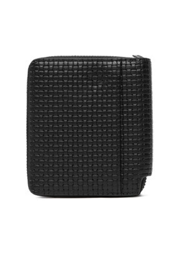 Calvin Klein Portfel Embossed Woven Zip Billfold LV04D1112G Czarny. Kolor: czarny. Materiał: skóra