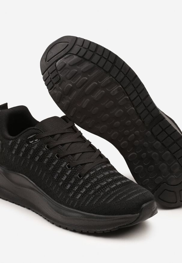 Born2be - Czarne Buty Sportowe Sneakersy z Tłoczoną Cholewką Vivarinda. Okazja: na co dzień. Kolor: czarny. Materiał: jeans. Szerokość cholewki: normalna