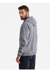 Ombre Clothing - Lekka sportowa męska kurtka z polarową podszewką – szara V3 - Rozmiar: XL. Typ kołnierza: kołnierzyk stójkowy. Kolor: szary. Materiał: polar. Wzór: melanż, aplikacja, ze splotem, nadruk. Styl: sportowy