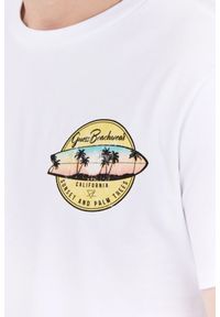 Guess - GUESS Biały bawełniany t-shirt męski sunset and palm trees, Rozmiar M. Kolor: biały. Materiał: bawełna. Wzór: nadruk #3