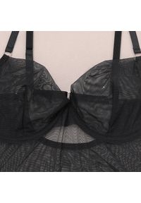 Intica - Body z pasem do pończoch z regulowanymi paskami bielizna damska Naydenka. Kolor: czarny. Materiał: materiał. Wzór: paski #8