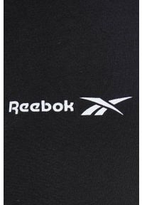 Reebok legginsy sportowe Reebok Identity damskie kolor czarny gładkie. Stan: podwyższony. Kolor: czarny. Materiał: bawełna, skóra, dzianina. Wzór: gładki. Styl: sportowy #2