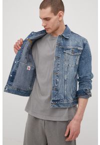 Superdry kurtka jeansowa męska kolor granatowy przejściowa. Okazja: na co dzień. Kolor: niebieski. Materiał: jeans. Styl: casual