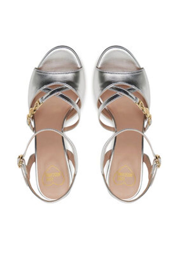 Love Moschino - LOVE MOSCHINO Sandały JA16089G1MIF090B Srebrny. Kolor: srebrny. Materiał: skóra