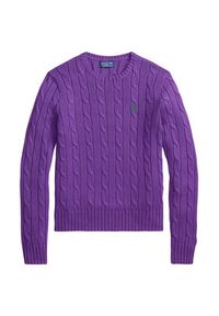 Polo Ralph Lauren Sweter 211971869503 Fioletowy Slim Fit. Typ kołnierza: polo. Kolor: fioletowy. Materiał: bawełna #3