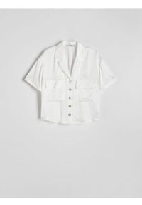 Reserved - Koszula z wiskozy - biały. Kolor: biały. Materiał: wiskoza