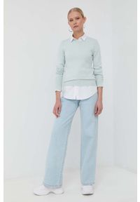 Guess sweter damski kolor niebieski lekki. Okazja: na co dzień. Kolor: niebieski. Materiał: materiał, dzianina, wiskoza. Długość rękawa: długi rękaw. Długość: długie. Styl: casual #3