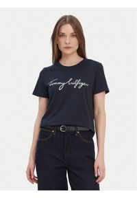 TOMMY HILFIGER - Tommy Hilfiger T-Shirt Heritage Graphic Tee WW0WW24967 Granatowy Regular Fit. Kolor: niebieski. Materiał: bawełna #1