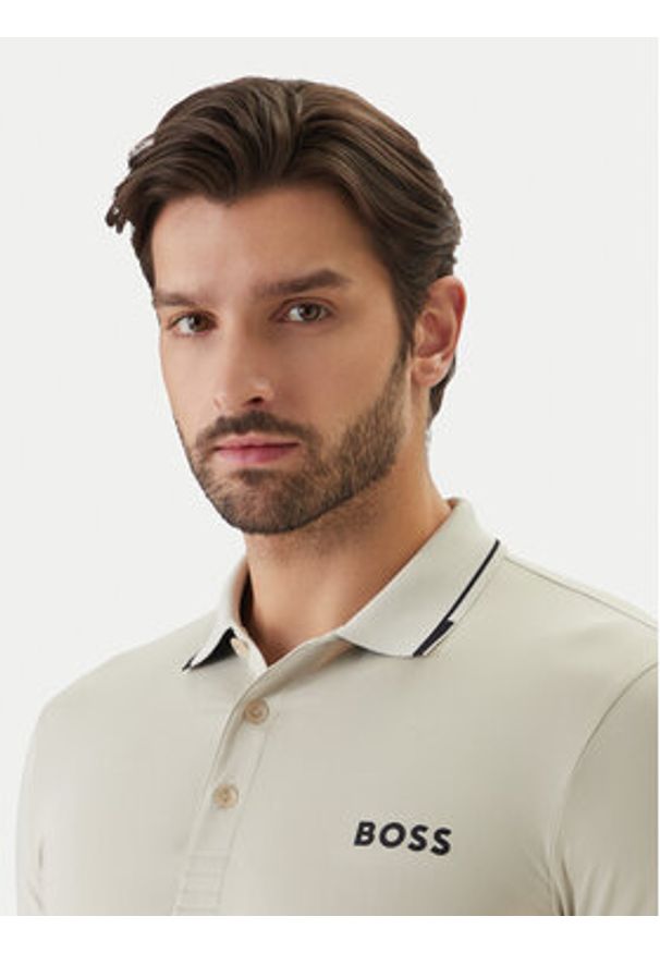 BOSS Polo Paul Pro 50506203 Beżowy Slim Fit. Typ kołnierza: polo. Kolor: beżowy. Materiał: syntetyk