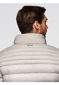 Ombre Clothing - Pikowana męska kurtka z dwoma zapięciami - jasnoszara V2 - Rozmiar: XL. Okazja: na co dzień. Kolor: szary. Materiał: nylon, tkanina, poliester, materiał. Wzór: gładki, aplikacja. Styl: klasyczny, casual, elegancki #12