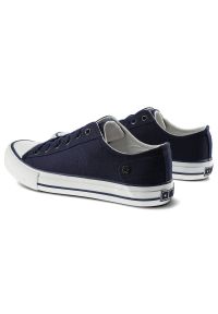 Big-Star - Granatowe Trampki Big Star Damskie Modne Obuwie. Okazja: na co dzień, do pracy, na spacer. Zapięcie: pasek. Kolor: niebieski. Materiał: guma, jeans, materiał. Szerokość cholewki: normalna. Styl: sportowy, klasyczny, casual #5