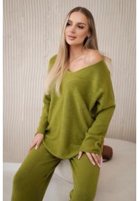 Inny - Komplet sweterkowy 2-częściowy bluza + spodnie kiwi. Okazja: na co dzień. Materiał: wiskoza, dzianina, nylon, materiał, poliester. Styl: casual, elegancki