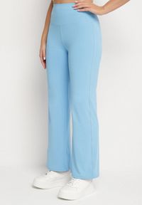 Born2be - Niebieskie Legginsy Dzwony z Wysokim Stanem i Szeroką Gumką w Talii Idoreia. Okazja: na co dzień. Stan: podwyższony. Kolor: niebieski. Styl: casual, elegancki