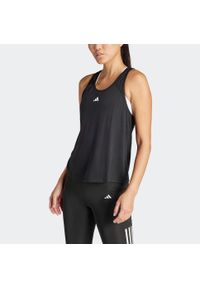 Adidas - Koszulka fitness damska ADIDAS bez rękawów. Kolor: czarny. Materiał: skóra, materiał. Długość rękawa: bez rękawów. Sport: fitness