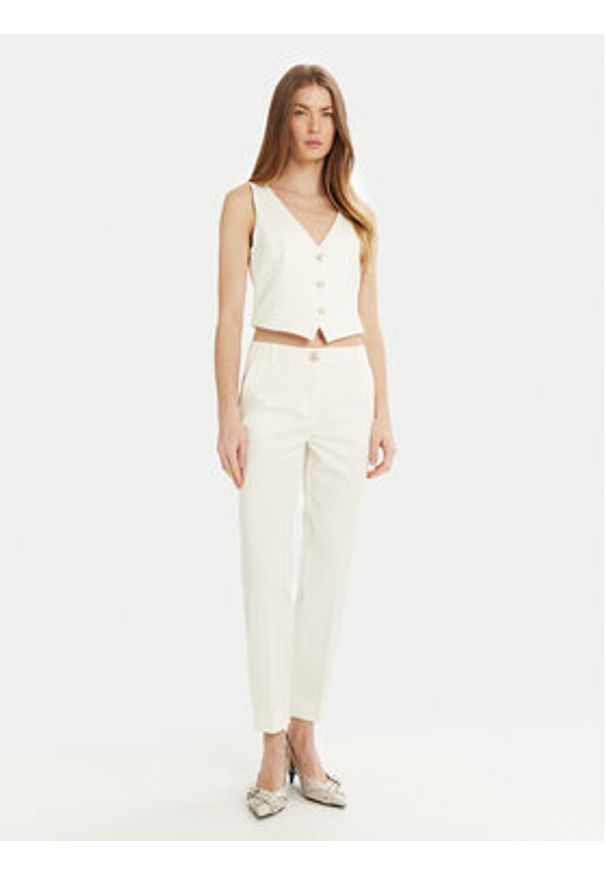 Marella Chinosy Dotto 2513781014 Biały Slim Fit. Kolor: biały. Materiał: syntetyk