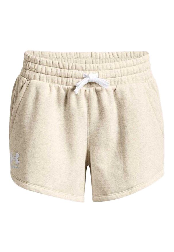 Under Armour - Shorty Damskie Polar Rival. Kolor: beżowy. Materiał: polar. Sport: turystyka piesza