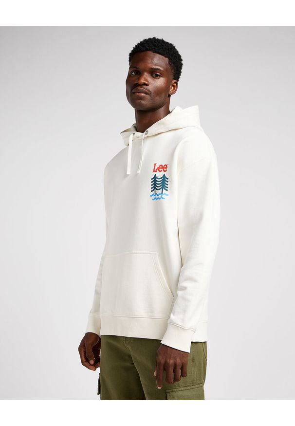 Lee - LEE GRAPHIC HOODIE MĘSKA BLUZA Z KAPTUREM NIEROZPINANA ECRU 112349068 LM34015543. Typ kołnierza: kaptur