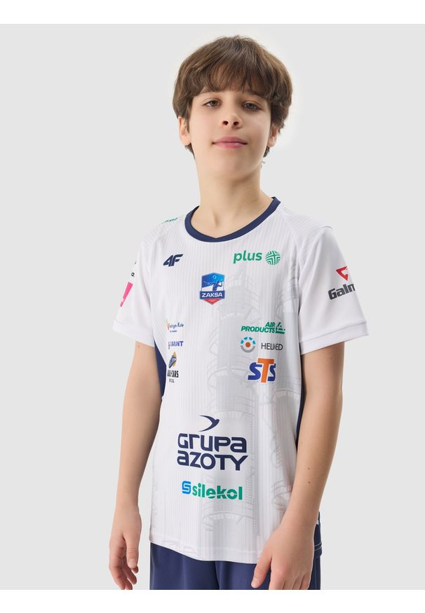 4f - 4F Koszulka replika domowa z sezonu 2023/24 dziecięca 4F x Grupa Azoty ZAKSA KK - multikolor 158/164 (12-14 lat). Okazja: do domu. Kolor: wielokolorowy. Długość rękawa: krótki rękaw. Wzór: nadruk. Sezon: lato. Styl: retro