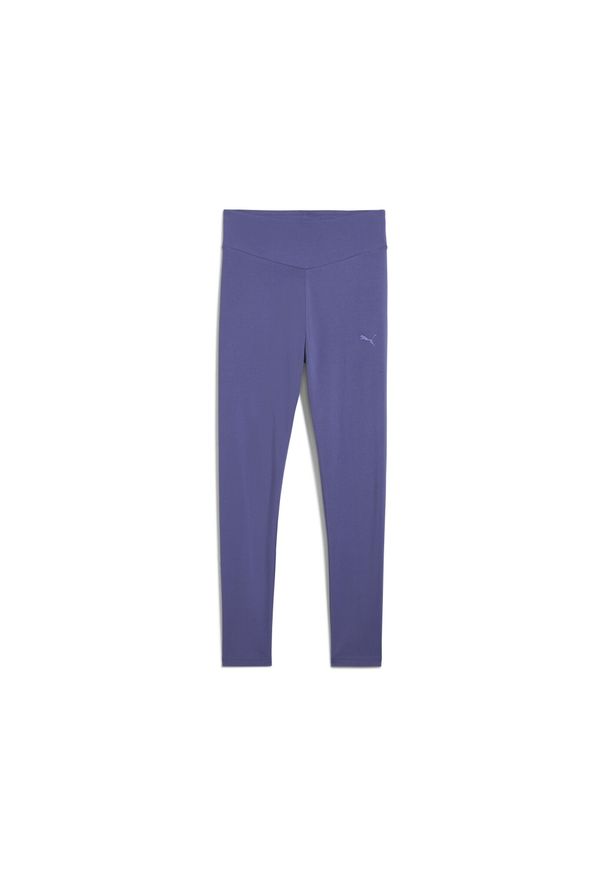 Puma - Damskie legginsy HER z wysokim stanem PUMA Blue Crystal. Stan: podwyższony. Kolor: niebieski. Wzór: haft. Sport: bieganie