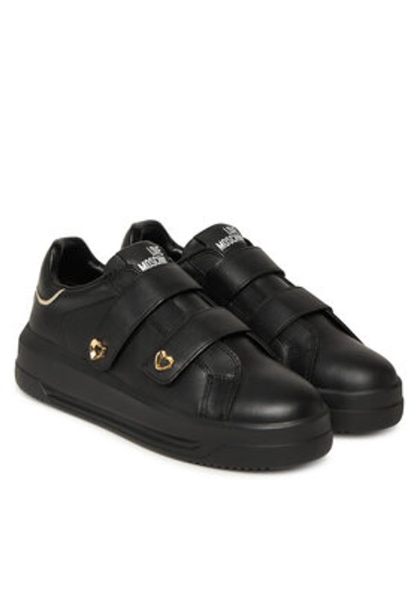Love Moschino - LOVE MOSCHINO Sneakersy JA15325G0NIA600A Czarny. Kolor: czarny. Materiał: skóra