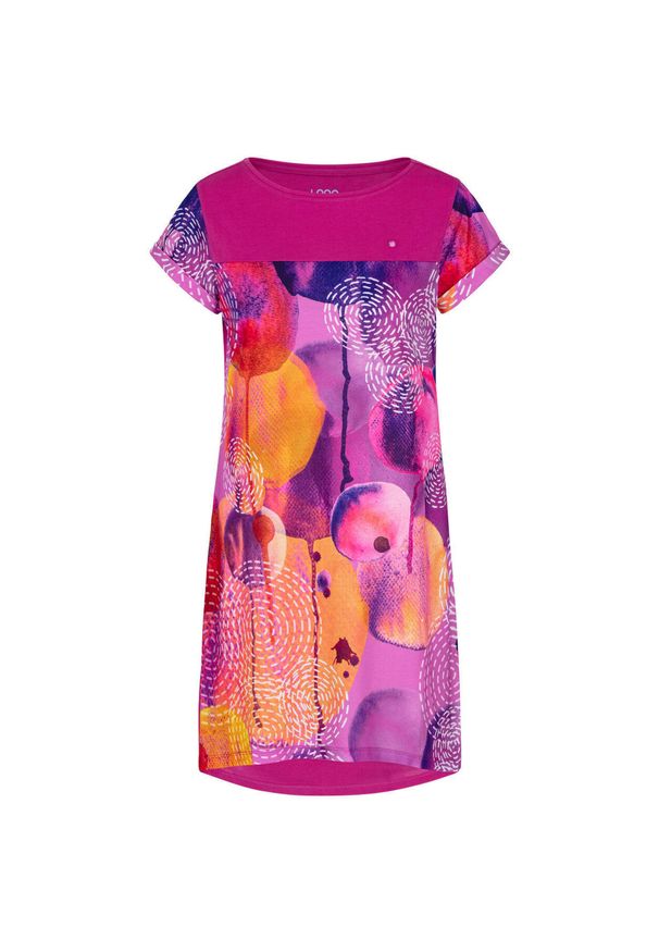 ZONE PERFECT - Sukienka damska LOAP Annabelle różowa S. Kolor: różowy. Wzór: nadruk, kolorowy. Typ sukienki: sportowe. Styl: sportowy