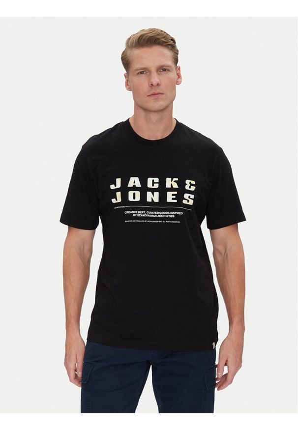 Jack & Jones T-Shirt Recharge 12274716 Czarny Relaxed Fit. Kolor: czarny. Materiał: bawełna