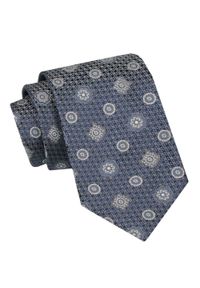 Alties - Klasyczny Męski Krawat - ALTIES - w Duże Grochy. Kolor: niebieski. Materiał: tkanina. Wzór: grochy. Styl: klasyczny