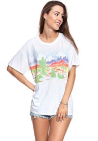 Wrangler - WRANGLER T SHIRT DAMSKI OVERSIZE TEE WHITE W7009EA12. Wzór: kolorowy, nadruk #8