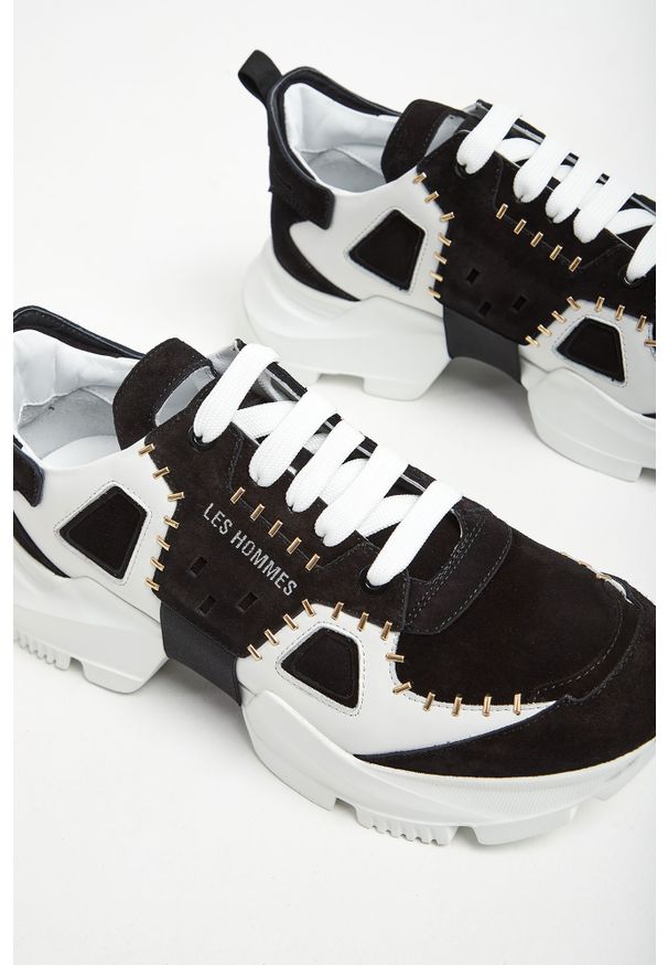 Les Hommes - Sneakersy męskie skórzane LES HOMMES. Nosek buta: okrągły. Materiał: skóra