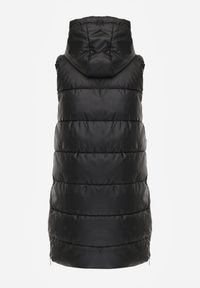 Renee - Czarna Długa Kamizelka z Pikowaniem i Obustronnym Suwakiem Wetessa. Kolor: czarny. Długość: długie #7